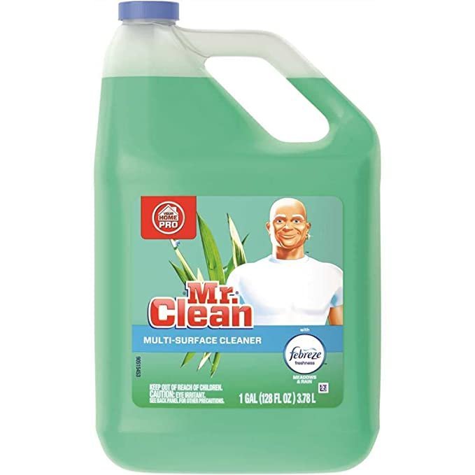 Mr. Clean Multipurpose Cleaning Solution With Febreze, 128 Oz. Capacity Bottle, Meadows And Rain Scent