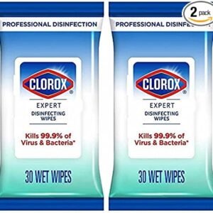 Clorox Expert Disinfecting Wipes | Kills 99.9% Germs and Virus | Multi Purpose | Can be used on soft and hard surfaces | Ideal for home, office or while traveling | (Flow Pack-30 Wipes)- Pack of 2