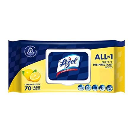 Lizol Disinfectant Wet Wipes, Refreshing Lemon Fragrance – 70 Wipes | Sanitizer Wipes With Moisture-Lock Lid | All Surface Cleaner