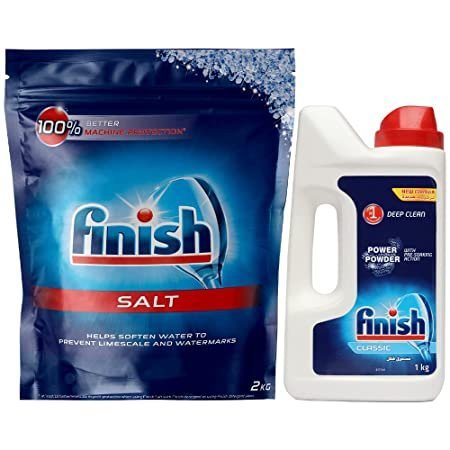 Finish Dishwasher Salt – 2Kg And Classic Dishwasher Detergent Powder- 1Kg | Recommended By Most Dishwasher Brands