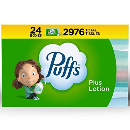 Puffs Plus Lotion Facial Tissues, 24 Boxes (124 Tissues per Box)