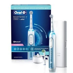 Oral B Smart 7 Electric Toothbrush with Advanced Personalization with Ultra Soft Brush head with Travel case and extra brush head