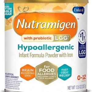 Nutramigen Hypoallergenic Baby Formula from Enfamil- Lactose Free Milk Powder, 12.6 ounce – Omega 3 DHA, Probiotics for Digestive Health & Immune System, Iron