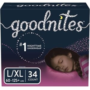 Goodnites Bedtime Pants for Girls, Large/Extra Large, 34 Count