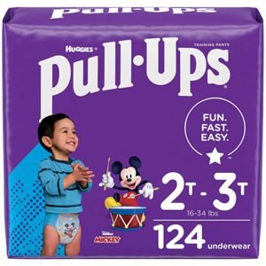 Pull-Ups Learning Designs Potty Training Pants for Boys, Size 2T-3T (18-34 Pounds), 124 Count, One Month Supply (Packaging May Vary)
