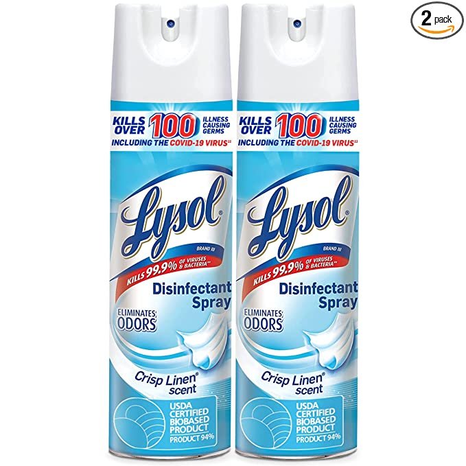 Lysol Disinfectant Spray, Crisp Linen, 38oz (2X19oz)