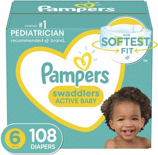 Baby Diapers Size 6, 108 Count – Pampers Swaddlers (Packaging and Prints on Diapers May Vary)
