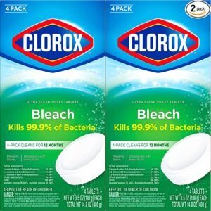 Clorox Automatic Toilet Bowl Cleaner Tablets with Bleach – 4 Count (Pack of 2)