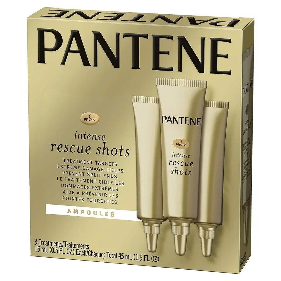 Pantene Rescue Shots Hair Ampoules Treatment, Pro-V Intensive Repair Of Damaged Hair, 1.5 Fl Oz (Pack Of 3)