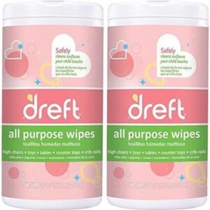 Dreft Multi-Surface All-Purpose Gentle Cleaning Wipes For Baby Toys, Car Seat, High Chair & More, 70 Count, Pack Of 2