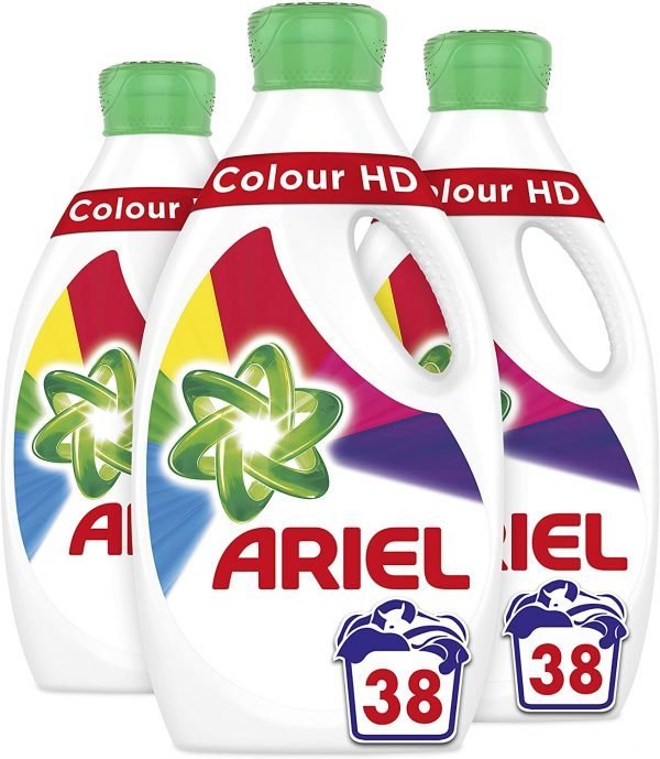 Ariel Washing Liquid Laundry Detergent Colour HD, 4 Litre, 28 Washes (3 X 1.33 L)