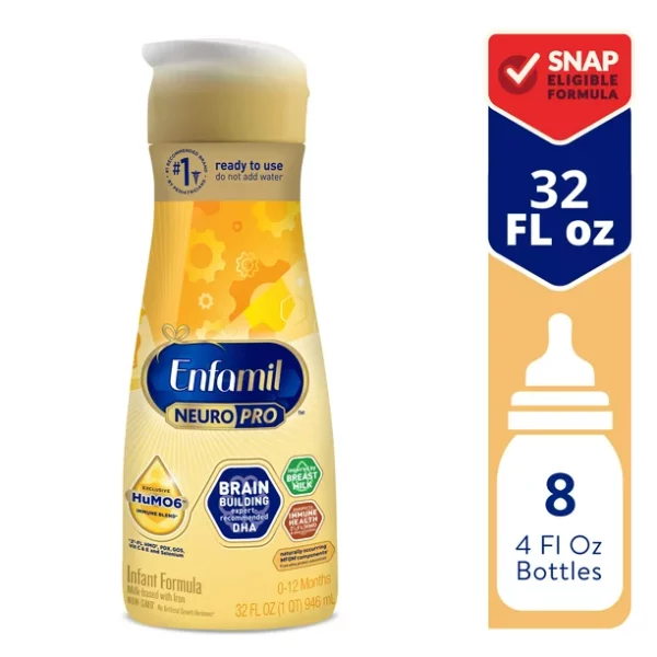Enfamil NeuroPro Baby Formula, Triple Prebiotic Immune Blend With 2’FL HMO & Expert Recommended Omega-3 DHA, Inspired By Breast Milk, Non-GMO, Ready-To-Use Liquid, 32 Fl Oz