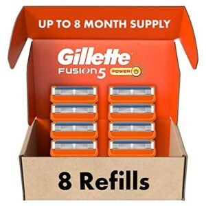 Gillette Fusion5 Power Mens Razor Blade Refills, 8 Count, Lubrastrip For A More Comfortable Shave