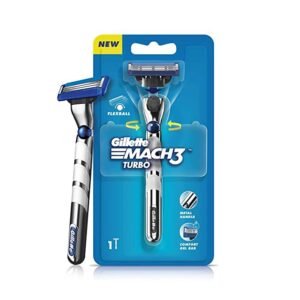 Gillette Mach3 Turbo Men’s Razor With Flexball Technology | Pack Of 1 Razor