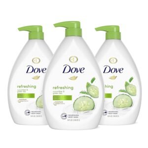 Dove Refreshing Body Wash with Pump Revitalizes and Refreshes Skin Cucumber and Green Tea Effectively Washes Away Bacteria While Nourishing Your Skin 34 oz 3 Count