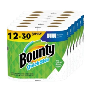 Bounty Quick-Size Paper Towels, 12 Family Rolls = 30 Regular Rolls