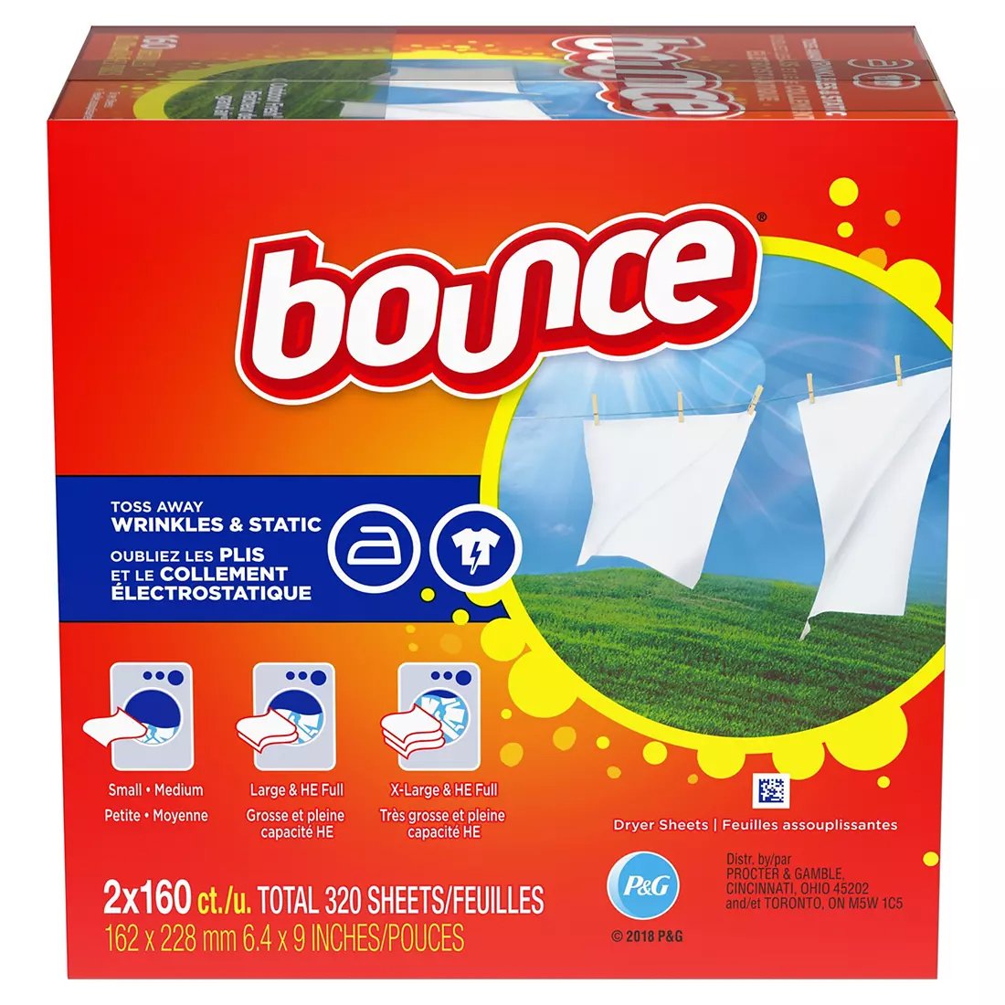 Bounce Outdoor Fresh, 160 Count Fabric Softener Dryer Sheets, 2 Pk